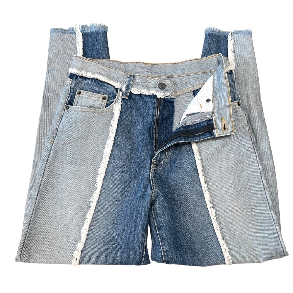 Carmar Marietta High Rise Two Tone Tapered Frayed Seams Denim Jeans Womens 26 - Picture 7 of 12